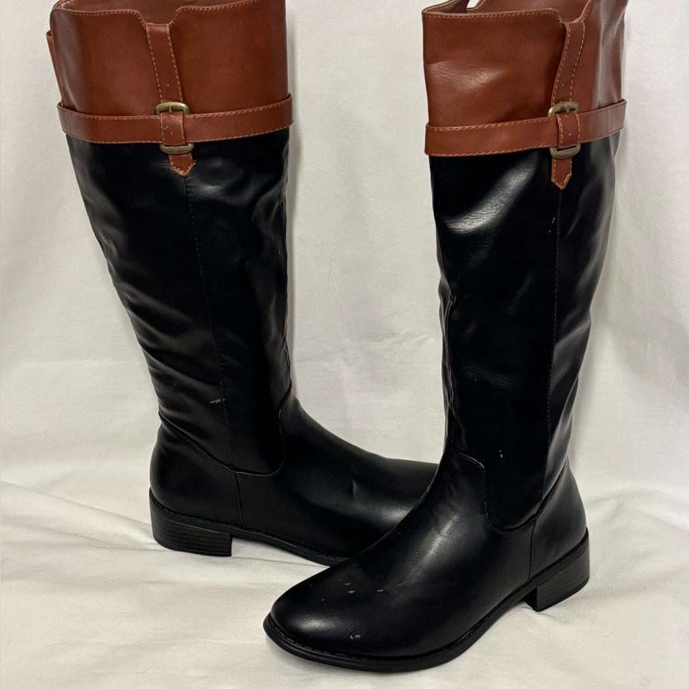 Rampage Black and Brown Over the Knee Boots 8